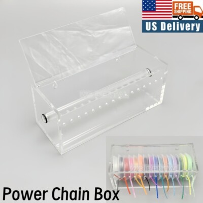 Orthodontic Power Chain Box Dental Elastic Bands Acrylic Dispenser Placing Case