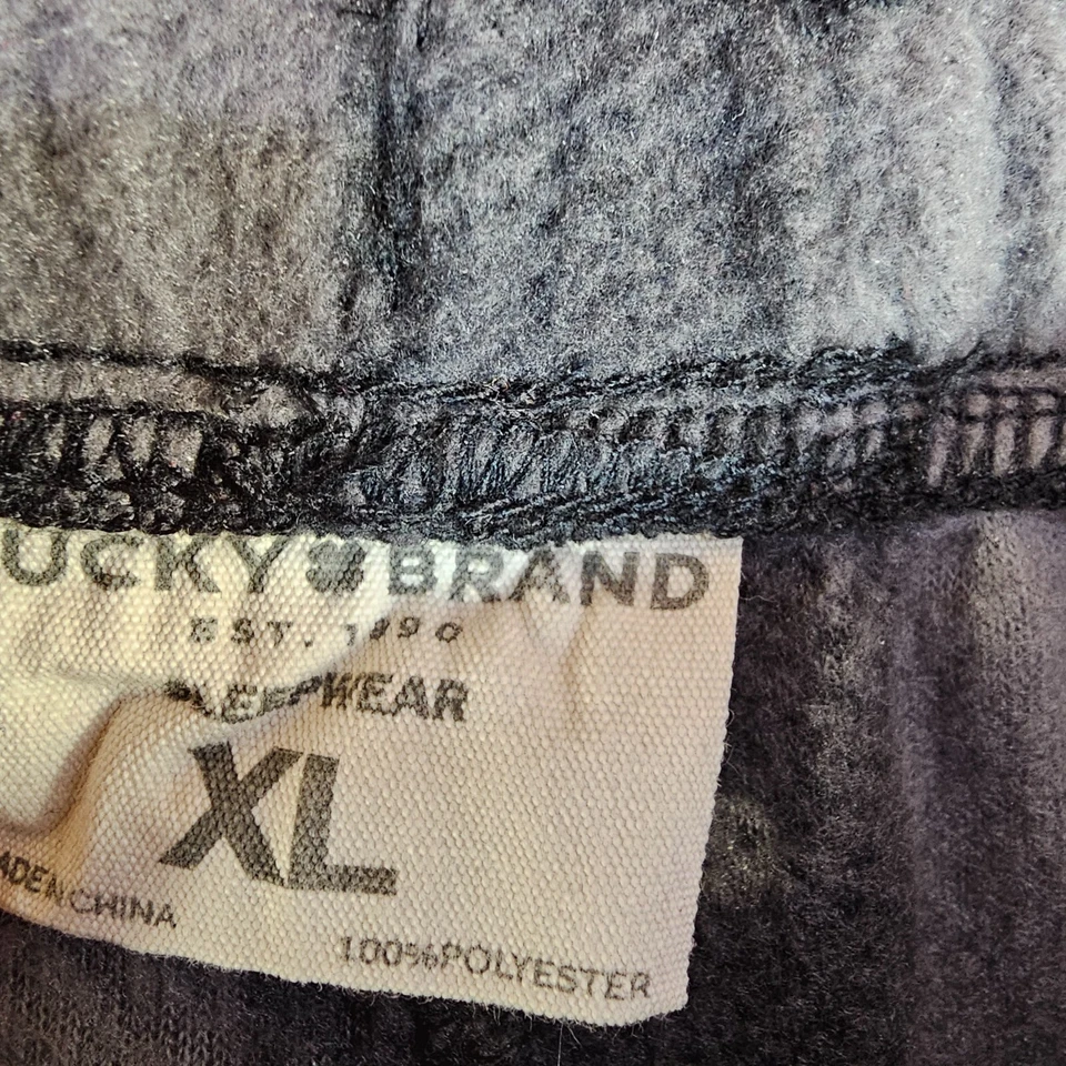 Lucky Brand Ropa de dormir Pantalones de pijama Unisex XL Polar Cuadros Negro/Gris Foto 4 de 4