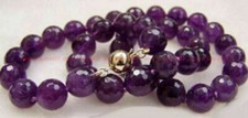 Natural 10mm Faceted Purple Amethyst Round Gemstones Beads Necklace 16-48" AAA