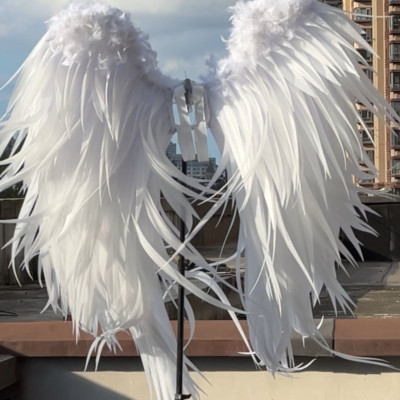 （ACGN）Exhibition Cosplay Angel Wings Halloween Prop White Feathered Angel Limb