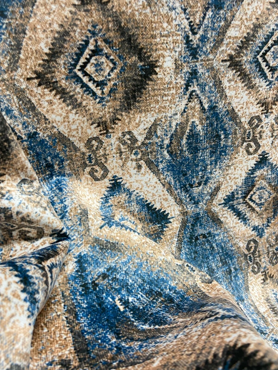 Aztec Design Velvet Fabric for Upholstery Chair Drape Craft Fabric By Yard Gold