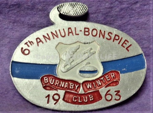 BURNABY Winter Club 1963 Bonspiel Curling B.C. Canada Pin