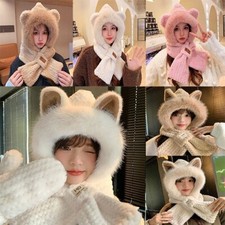 Plush Hat Ear Protection Hat Beanie Hat Winter Cap Cute Hooded Scarf  Warm NEW
