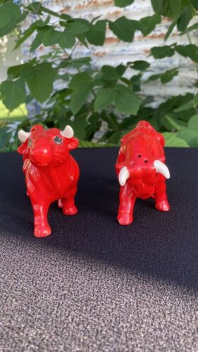 Vintage Bull Salt n Pepper Shakers 1960’s Lego Japan 6" Great Condition - Picture 1 of 10