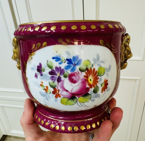 Limoges Porzellan vergoldet Jardineire Cachepot Urne Übertopf 5" - Bild 8 von 12