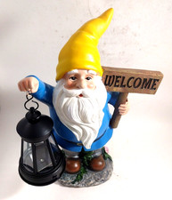 VP Home Welcome Gnome with Lantern Solar Powered LED Outdoor Decor Garden Light 