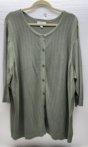 Christopher & Banks grün oliv geknöpfte Strickjacke Damengröße 24/26 W 3X neu mit Etikett