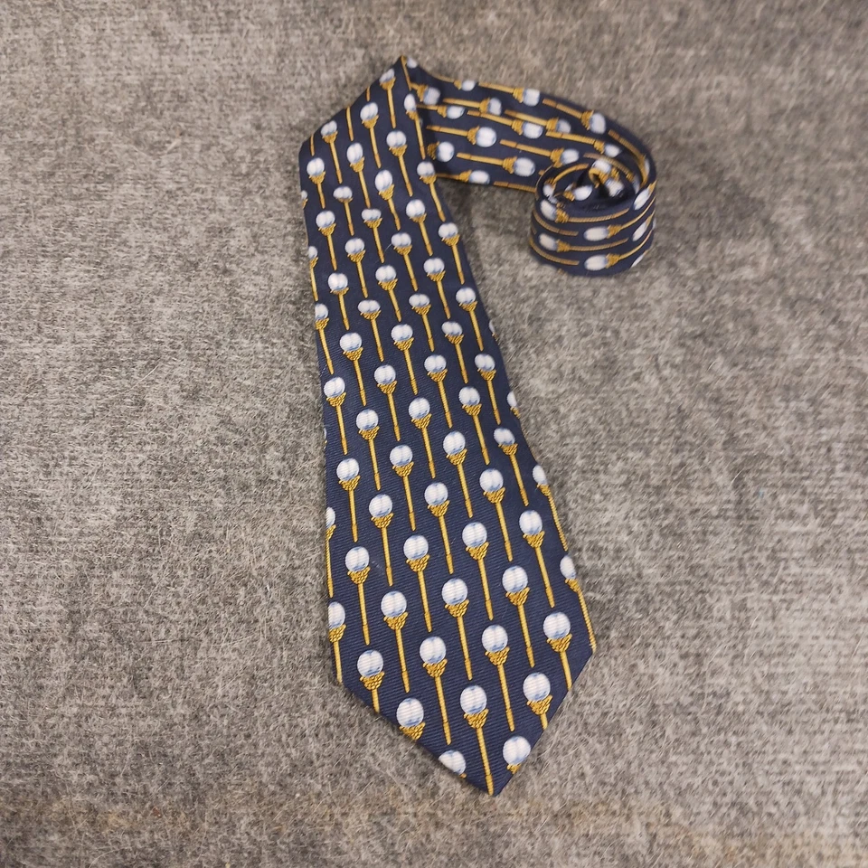 复古香奈儿领带丝绸蓝色珍珠皇冠权杖标志意大利制造可可豪华 — 第 2/4 张图片