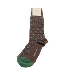 Edward Armah NWT Over the Calf Dress Socks One Size in Olive Green Geometric