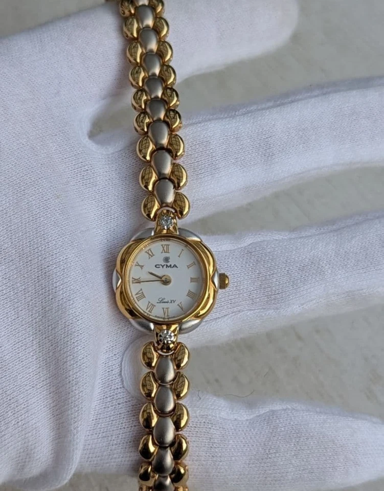 Reloj CYMA Luis XV Damas Oro Dos Tonos Pulsera Diamante 2P Cuarzo Suizo Foto 4 de 4