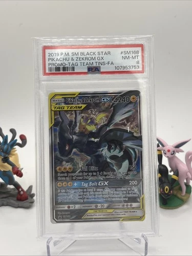 2019 POKEMON SM BLACK STAR PROMO #SM168 PIKACHU & ZEKROM GX PROMO TAG TEAM PSA 8