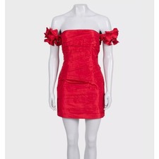 Valentino Red Silk Corset Bodycon Dress - Elegant US 6 S