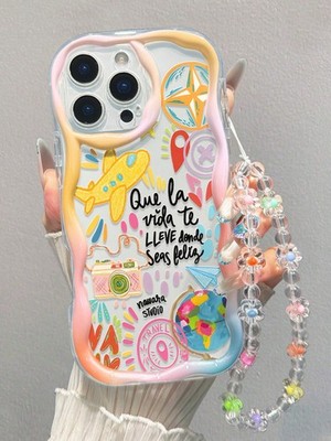 Travel-Themed Wavy Edge Phone Case With Airplane Print For Redmi 10C 4G