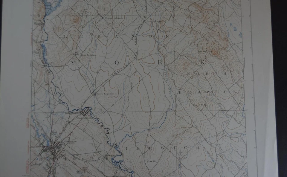 USGS Topographic Map Berwick Maine Antique Printed 1937 16x20 Art - Image 3 of 4