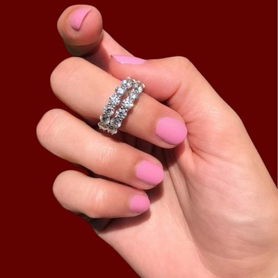 High End Solid 950 Platinum Bridal Diamond Band 1.4 Ct Round Lab Grown  EF VVS