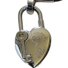 HERMES Fantasy Heart Cadena Silver Charm 2004 Limited Padlock Pendant Used