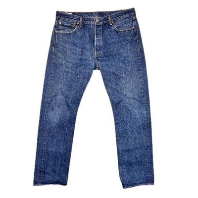 Levis 501 Original Fit Mens Blue Denim Straight Leg Button Fly Jeans 36x34