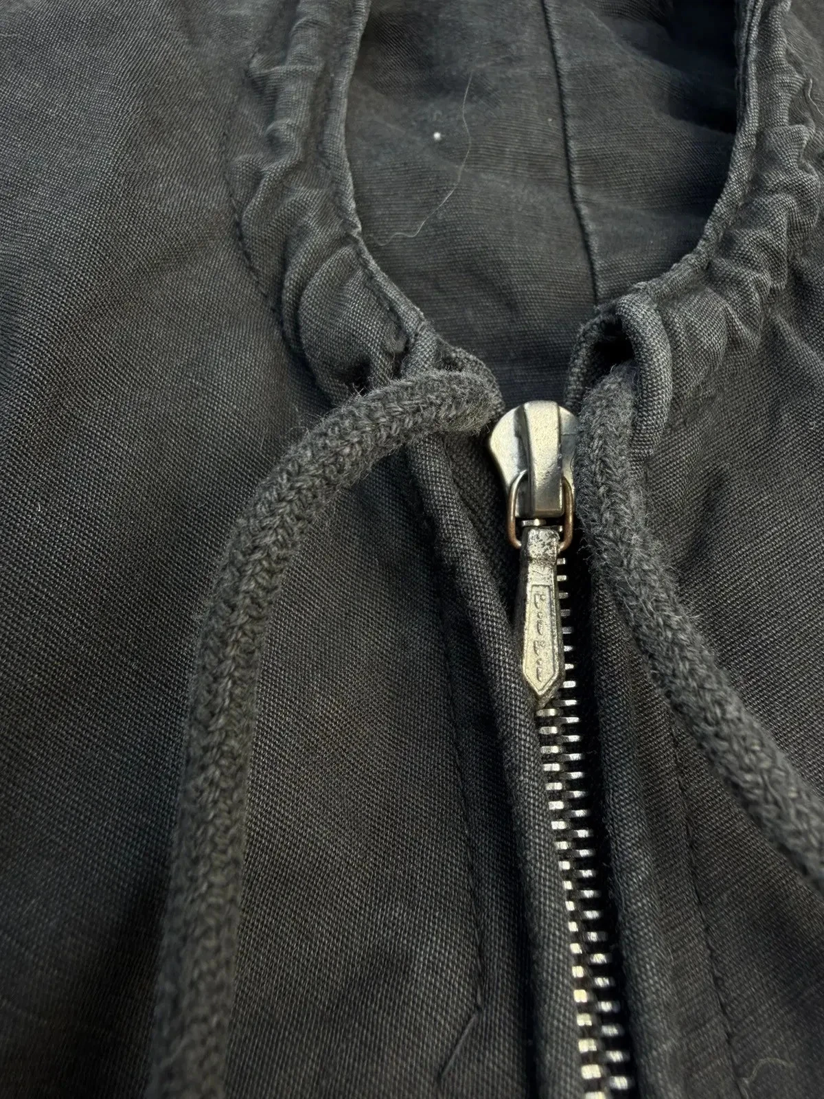 Vintage 1940s-60s Swiss Cotton Smock Anorak Black Half Zip Hooded Mountain - product detail image 4