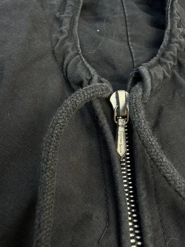 Vintage 1940s-60s Swiss Cotton Smock Anorak Black Half Zip Hooded Mountain image 4