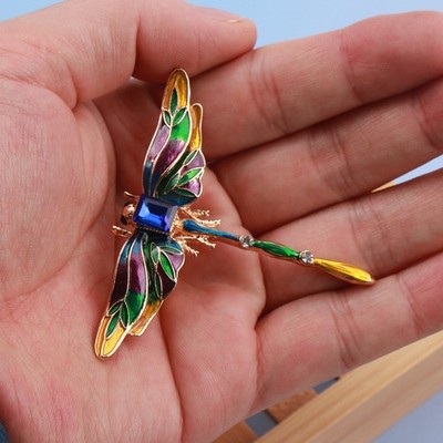 Enamel Rhinestone Dragonfly Badge Insect Accessory Corsage Fashion Ladies Brooch