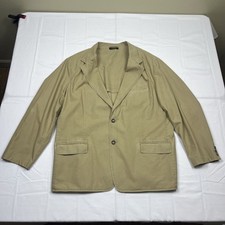 Vintage L.L. Bean Sport Coat Mens 50 Beige Cotton Two Button Casual Blazer