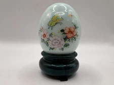Vintage Asian Egg With Stand Butterfly  Avon Cologne  Empty Easter