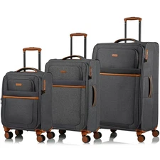 – 'CLASSIC II COLLECTION’ - 3 PIECE SOFTSIDE SPINNER LUGGAGE SET (GREY)