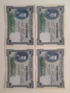 LOTE 4 BILLETES 100 PESETAS 1925