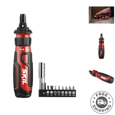 Rechargeable 4V Cordless Screwdriver with Circuit Sensor - 9 Bit Set Included