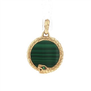 DESIGNER DAVID YURMAN OUROBOROS AMULET MALACHITE PENDANT 18K YELLOW GOLD