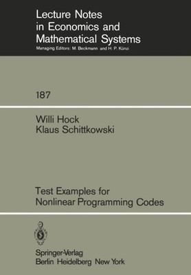 Hock - Test Examples for Nonlinear Programming Codes - New paperback o - X555z