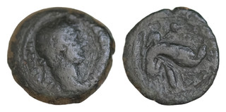 Egypt. Alexandria. Hadrian 117 138. Obol. Bronze mm 4 3g Dolphin