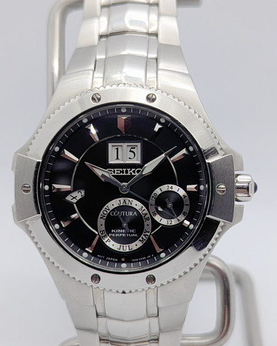 Seiko Coutura Kinetic Perpetual Black 7D48 Sapphire NOS | Box Papers New Cap