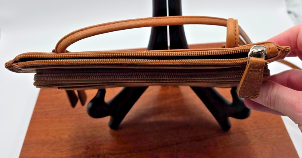 Fossil Leather Zip Around Pebbled Leather Crossbo… - image 4