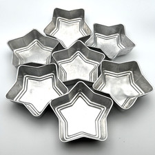 7 Vintage Metal Aluminum Mini Cake Jello Mold Baking Tin Stars 3.75 x 4" Jell-O