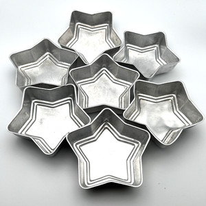 7 Vintage Metal Aluminum Mini Cake Jello Mold Baking Tin Stars 3.75 x 4" Jell-O
