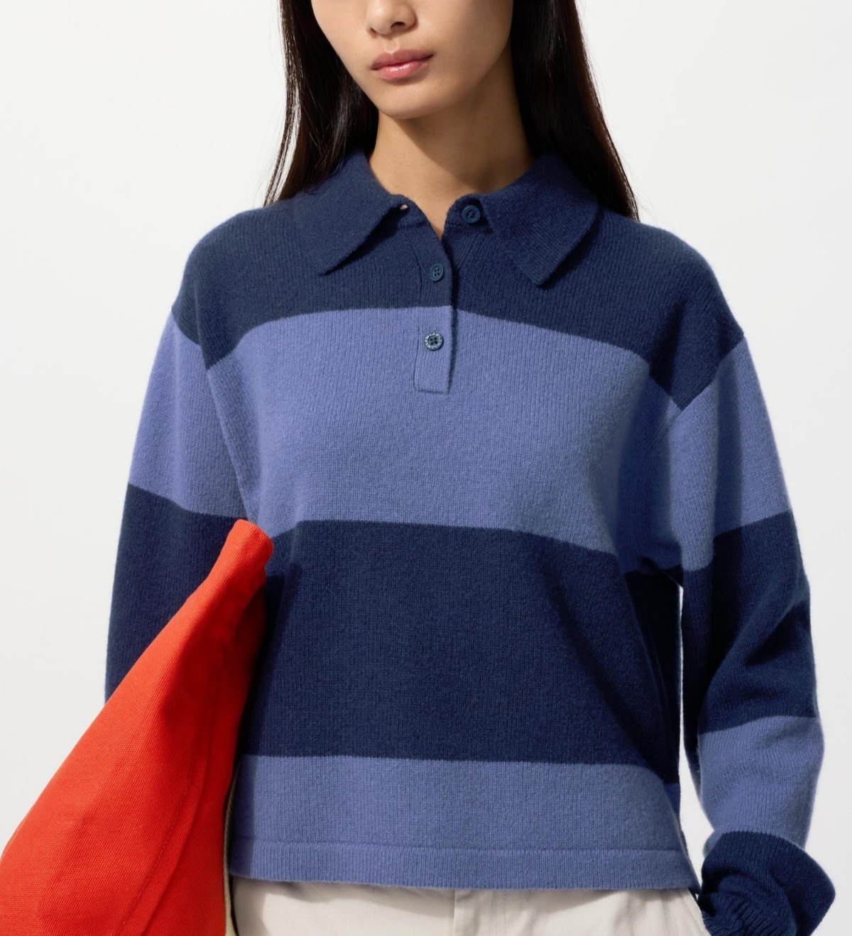 UNIQLO JW ANDERSON Lambswool Border Polo Sweater XS–2XL 481543 Boxy Short Knit