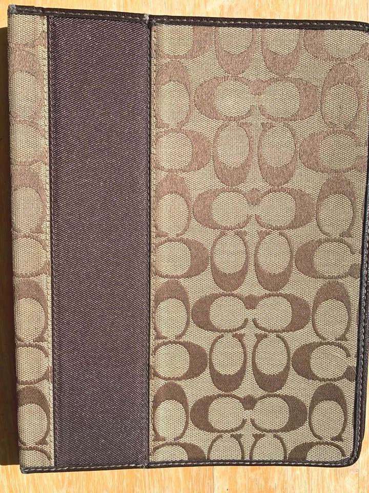 Coach iPad Cover, Folio Tablet Case w Leather Trim, Brown C Monogram, Canvas - Image 2 of 4