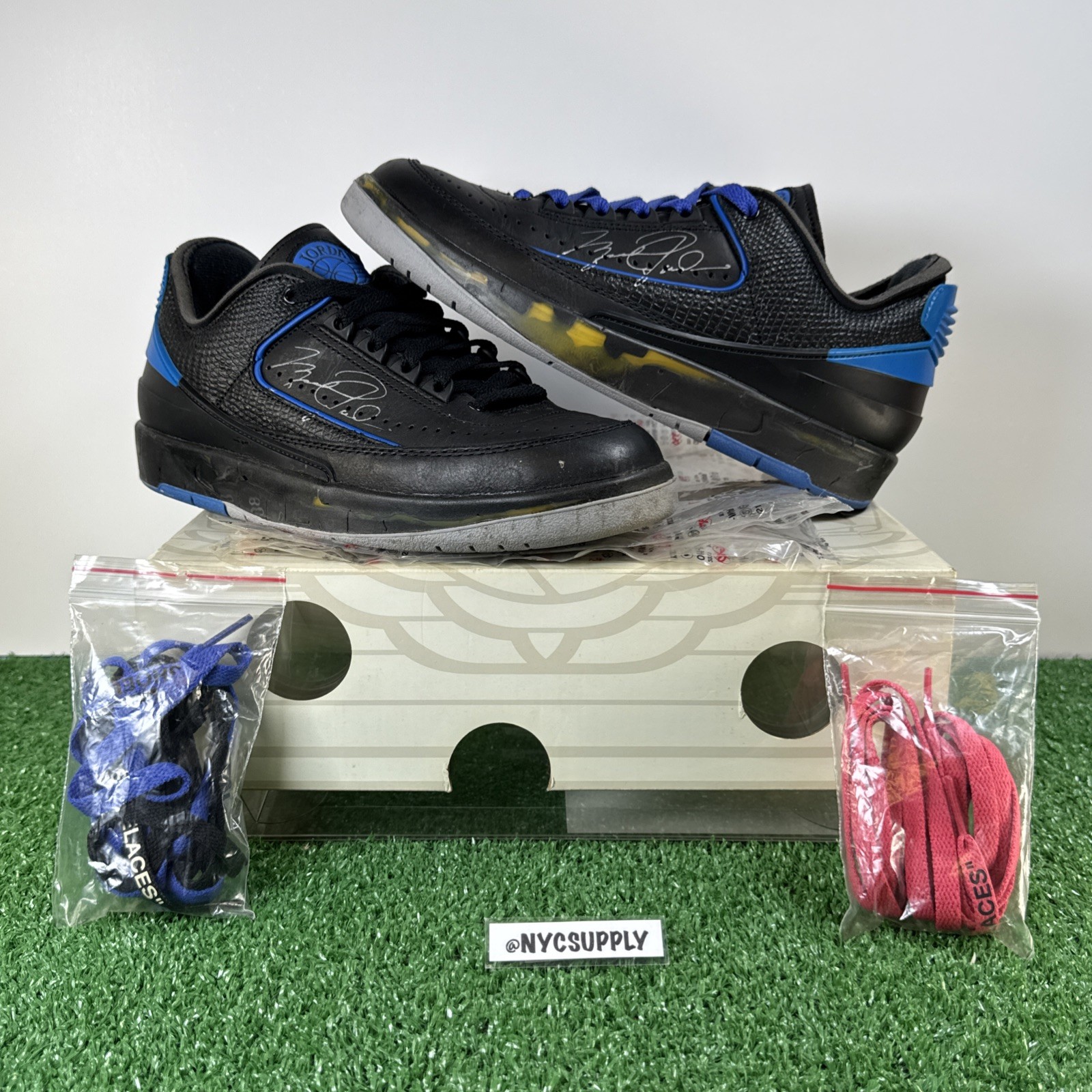 OFF WHITE X NIKE Nike x Off White Air Jordan 2 Low SP nero blu DJ4375 004 taglia 7