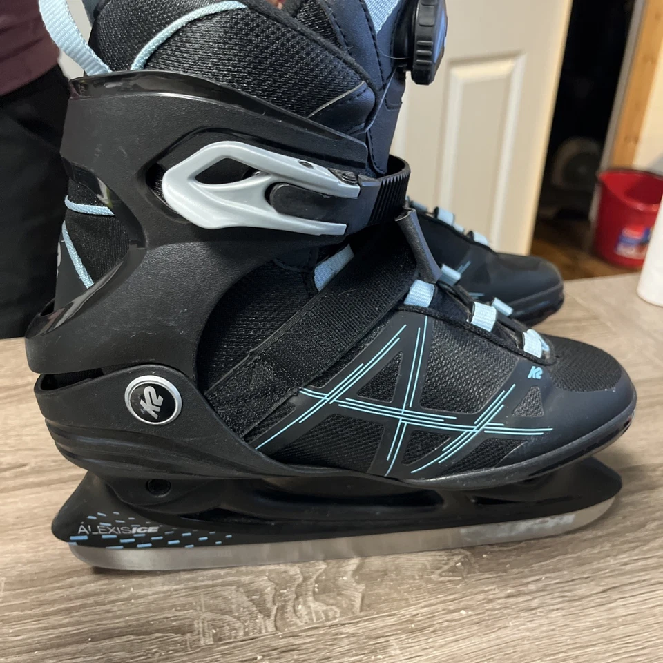 Женские коньки K2 Alexis Ice Boa размер 8. Черный + светло-синий. 3 м Thinsulate 200 г - Изображение 2 из 4