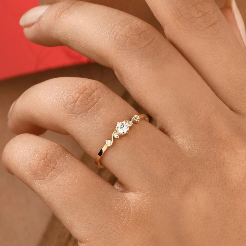 Lab Grown Diamond Promise ring 10k gold rings Anniversary gift ring for her - Image 3 of 4