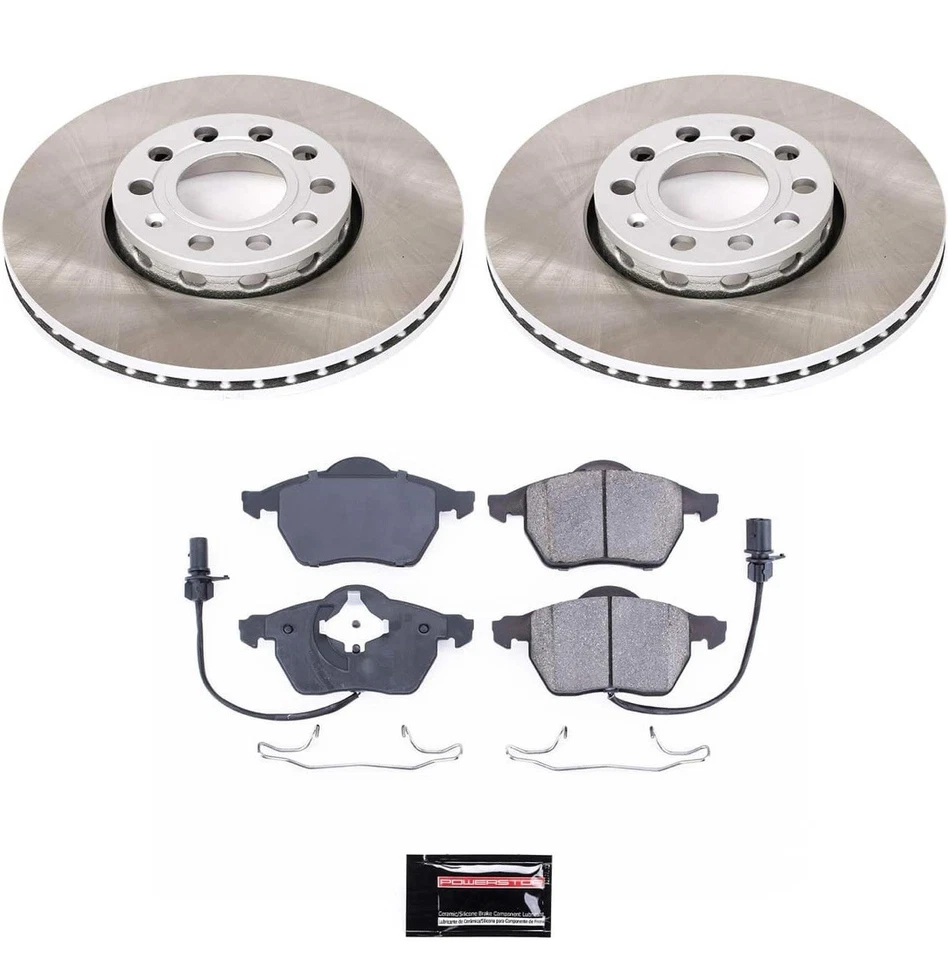 PowerStop Front Brake Rotors & Pads kit For Volkswagen Passat Audi A4 A6 96-04 - Image 2 of 4