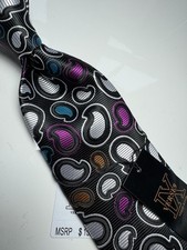 NWT VERSE 9 MULTI COLOR PAISLEY STYLE PRINT SILK DESIGNS NECK TIE & HANKY