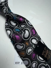 NWT VERSE 9 MULTI COLOR PAISLEY STYLE PRINT SILK DESIGNS NECK TIE & HANKY