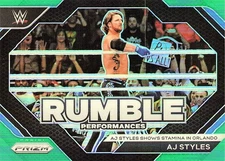 2024 Panini Prizm WWE #15 AJ Styles Rumble Performances Green Prizms