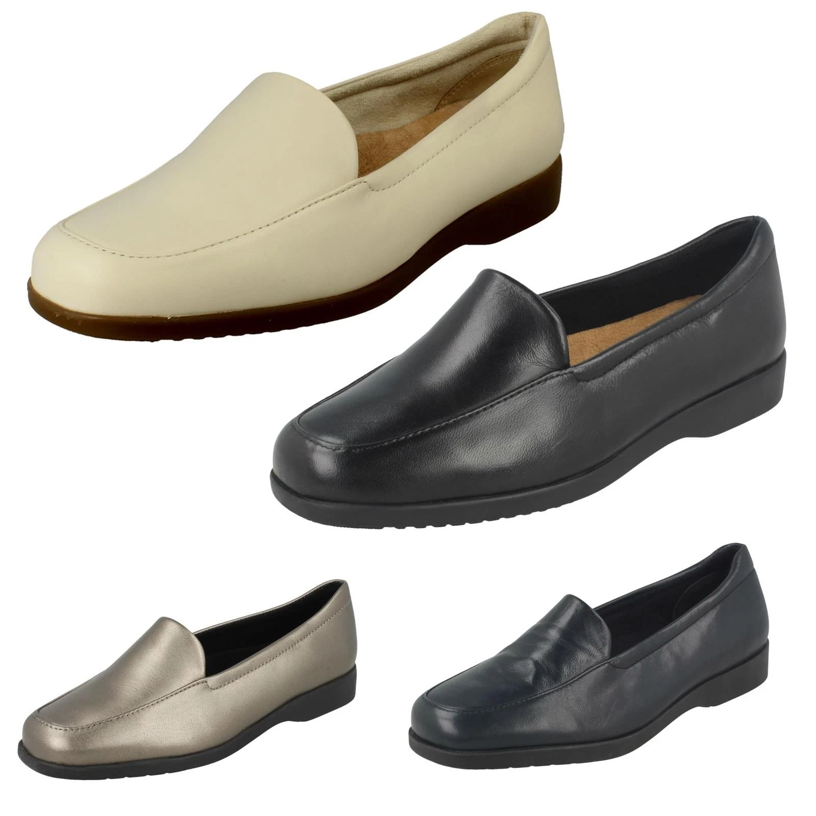 Mocassino donna Clarks in pelle largo E EE piatto casual scarpe comode Georgia