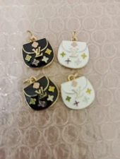 4   Pc Set Designer Zipper Pull L V  Button Gold Charm Pendant 