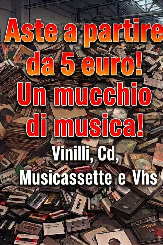 Un mucchio di musica! Vinili, Cd, Musicassette e vhs a partire da 5 euro!