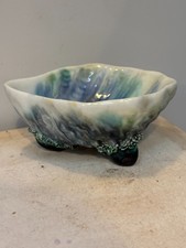 Vintage Majolica Pottery Oyster Footed Bowl