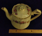 Teapot WS George Argosy Ivory Pink Rose 289 D vintage Gold trim D handle Scallop — photo 4